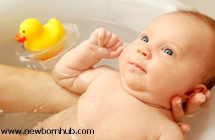 bathing a newborn